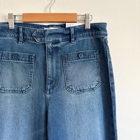 LOFT Sailor High Rise Wide Leg Crop Jeans in Vintage Indigo NEW - Picture 3 of 6